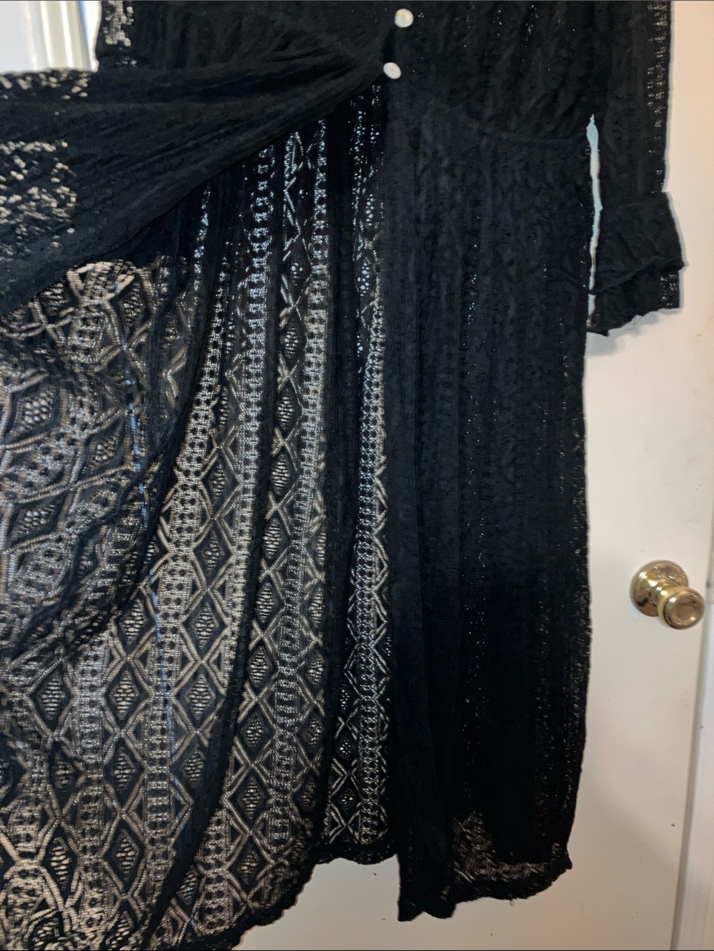 Kate & Mallory Black Lace Long-Sleeve Cardigan Dress - Picture 4 of 5